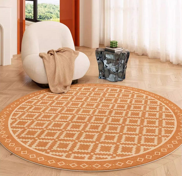 Abstract Modern Area Rugs for Bedroom, Contemporary Modern Rug for Living Room, Geometric Round Rugs for Dining Room, Circular Modern Rugs under Chairs-artworkcanvas