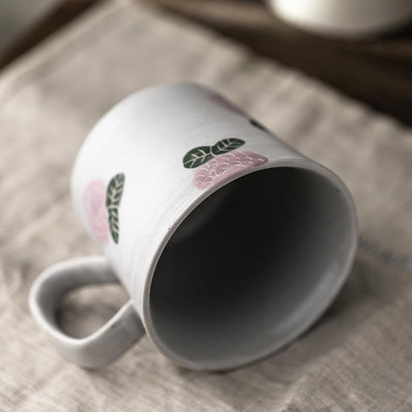 Handmade Pottery Coffee Cup, 10 oz Rose Ceramic Coffee Mug, Cappuccino Coffee Cup, Tea Cup-artworkcanvas