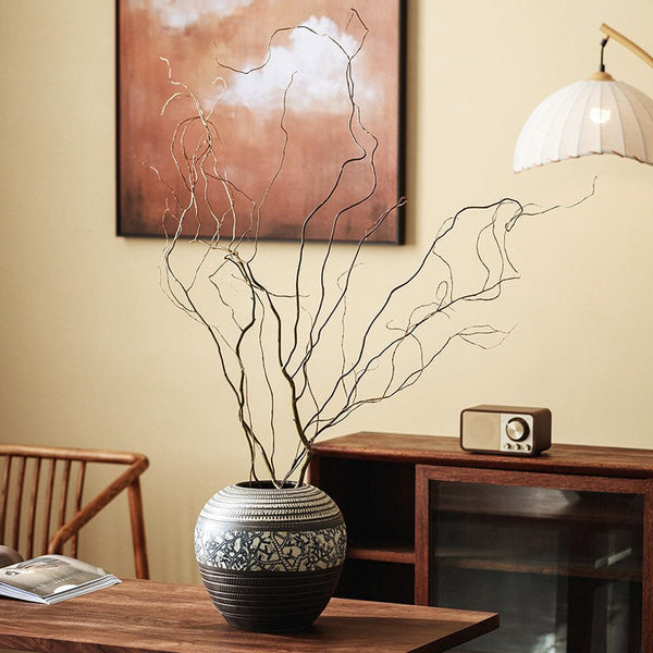 Large Pottery Flower Vases Urn, Centerpiece on Dining Table, Flower Vase on Table, Handmade Water Holding Flower Vases, Modern Bouquet Vases-artworkcanvas