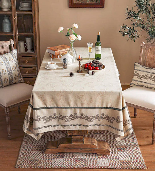 Modern Rectangle Tablecloth Ideas for Dining Table, Simple Linen Farmhouse Table Cloth, Square Linen Tablecloth for Round Dining Room Table-artworkcanvas