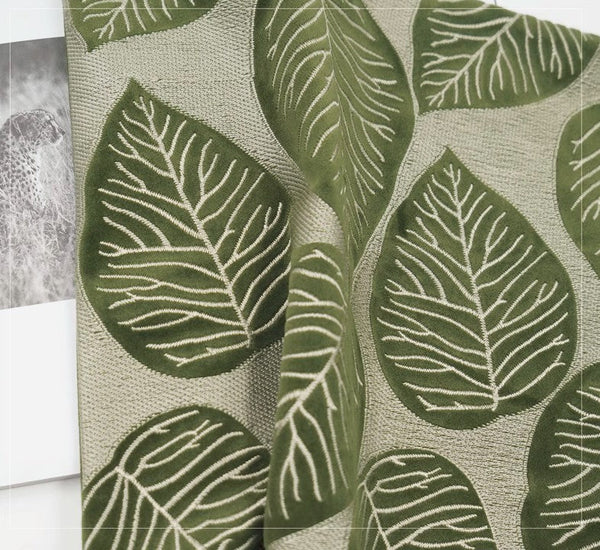 Contemporary Modern Sofa Pillows, Green Leaves Square Modern Throw Pillows for Couch, Simple Decorative Throw Pillows, Large Throw Pillow for Interior Design-artworkcanvas