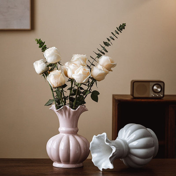 Handmade Water Holding Flower Vase, Ceramic Bud Vases, Small Flower Vases on Table, Rustic Porcelain Flower Vases-artworkcanvas