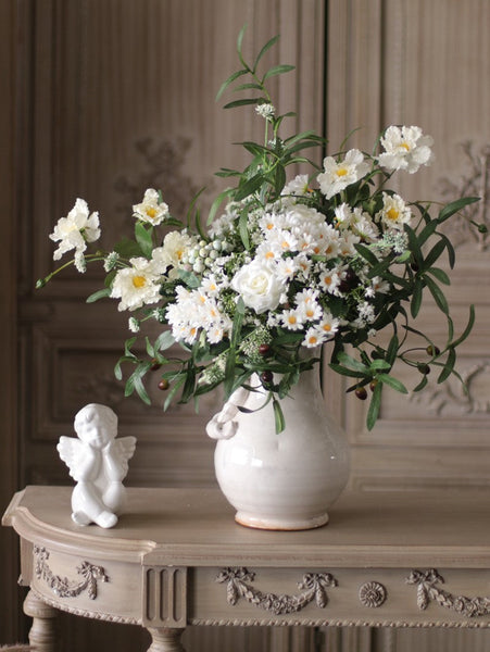 Real Touch Artificial Floral for Living Room, Large Bunch of Daisy and Rose Branch, Beautiful Spring Flower Arrangement for Home Decoration, Table Centerpiece-artworkcanvas