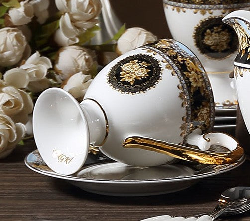 Royal Porcelain Tea Cup Saucer Set, 8 oz Tea Cup and Saucer in Gift Box as Birthday Gift, Elegant Ceramic Coffee Cups, Beautiful British Tea Cups-artworkcanvas