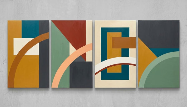 Colorful Abstact Art, Original Canvas Wall Art for Living Room, Geometric Modern Painting-artworkcanvas