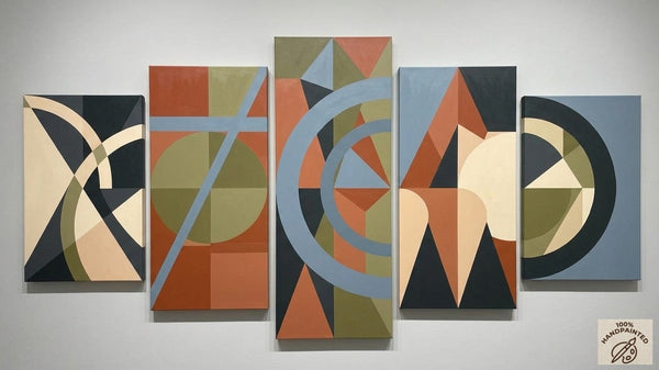 Large Canvas Paintings for Living Room, Geometric Modern Art, Contemporary Abstract Painting, Hand Painted Acrylic Artwork-artworkcanvas