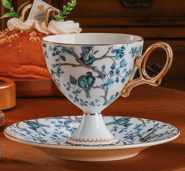 Ceramic Tea Cup and Saucer in Gift Box, British Tea Cup set, Elegant Ceramic Coffee Cups, Creative Porcelain Tea Cup Set and Saucer-artworkcanvas