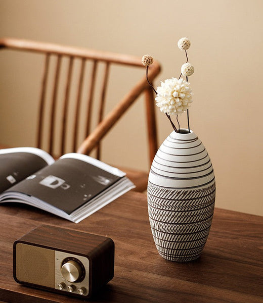 Modern Bouquet Flower Vases, Centerpiece on Dining Table, Large Flower Vase on Table, Handmade Pottery Flower Vases Urn, Water Holding Flower Vases-artworkcanvas