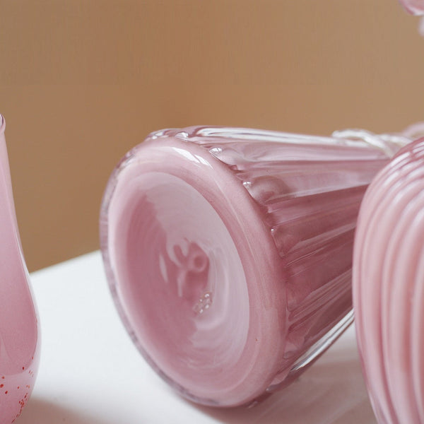 Centerpiece Contemporary Vases on Table, Pink Decorative Glass Vase, Mid Century Glass Vases, Handmade Modern Vases for Bedroom, Modern Glass Vase for Flowers-artworkcanvas