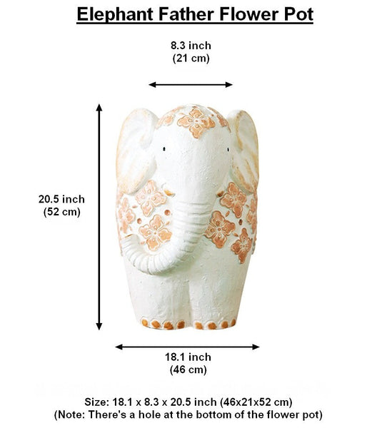 Animal Statue for Garden Ornaments, Oversized Modern Garden Flower Pot, Extra Large Elephant Garden Flowerpots, Resin Statue for Garden, Villa Outdoor Garden Flower Pots-artworkcanvas