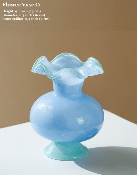 Unique Modern Glass Vase, Contemporary Vase for Modern Home Decor, Modern Glass Flower Vases, Handmade Liuli Vases, Centerpiece Vases on Table-artworkcanvas