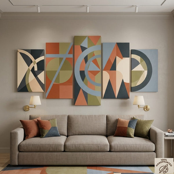 Large Canvas Paintings for Living Room, Geometric Modern Art, Contemporary Abstract Painting, Hand Painted Acrylic Artwork-artworkcanvas