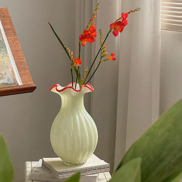 French Vintage Glass Flower Vases, Glass Bud Vases, Flower Vases on Table, Handmade Water Holding Flower Vases-artworkcanvas