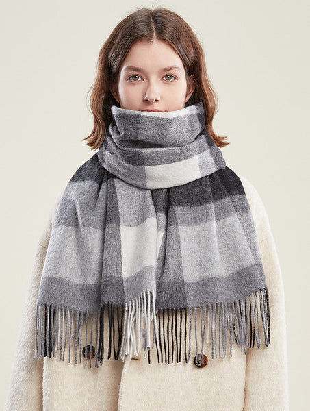 Soft Wool Scarf for women, Wool Scarf for Women, Plaid Winter Shawl, Christmas Holiday Gift, Evening Wrap, Large Winter Shawl, Elegant Shawl, Warm Cape, Winter Scarves-artworkcanvas