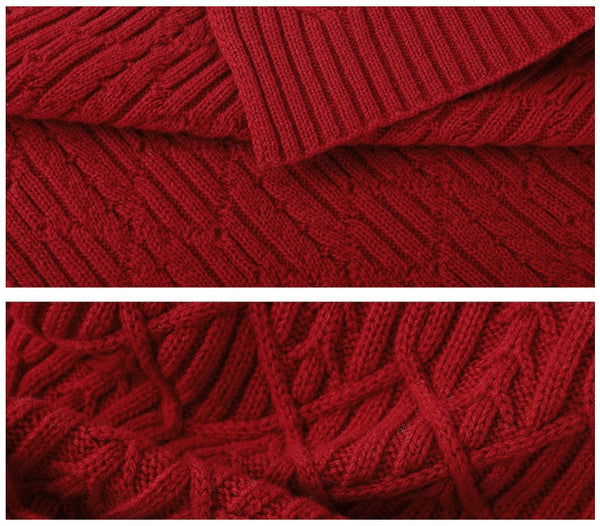 Business Wool Scarf for Gentleman, Casual Scarf Men, Men's Wool Scarf Winter, Thick Wool Scarf, Men's Winter Scarf, Formal Men Scarf Styles, Red Fashion Scarf-artworkcanvas