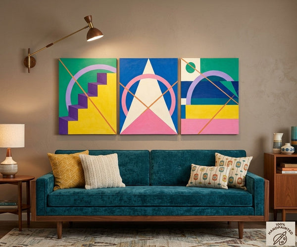 Modern Paintings for Living Room, Multi Panel Canvas Art, Large Group Paintings, Geometric Abstract Paintings-artworkcanvas