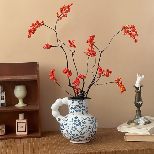 Handmade Water Holding Flower Vases, Rustic Porcelain Flower Vases, Ceramic Bud Vases, Small Flower Vases on Table-artworkcanvas