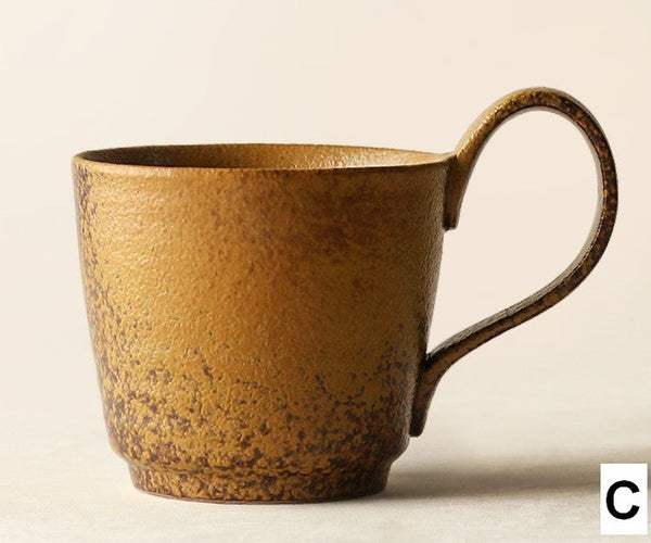 Modern Handmade Pottery Coffee Cup, Creative Brown Green Blue Ceramic Coffee Mugs, Large Unique Tea Cup, Large Capacity Coffee Cups-artworkcanvas