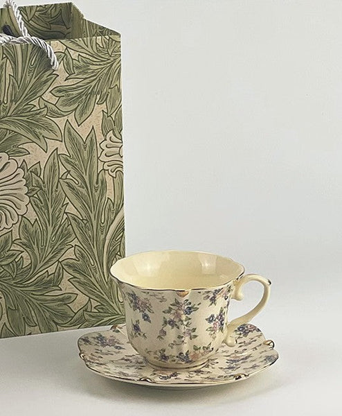 British Traditional Afternoon Tea Cup and Saucer in Gift Box, 7.8 oz Porcelain Tea Cup Saucer Set, Unique Tea Cup and Saucers, Royal Ceramic Cups, Elegant Vintage Ceramic Coffee Cups-artworkcanvas
