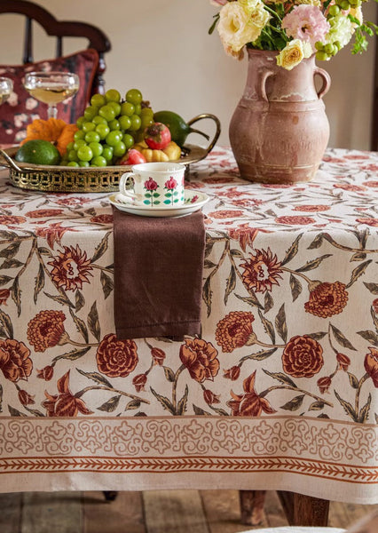 Long Rectangular Tablecloth for Dining Room Table, Flower Farmhouse Table Covers, Square Tablecloth for Round Table, Extra Large Modern Tablecloth for Living Room-artworkcanvas