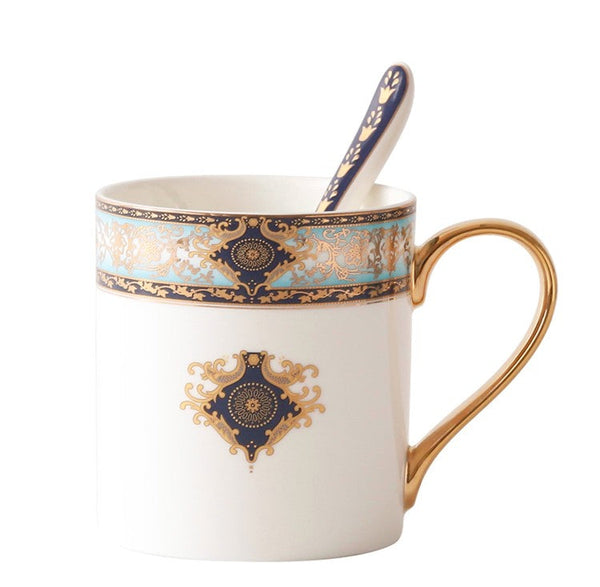 Elegant Ceramic Coffee Mug, Beautiful British Tea Cups, Large Royal Porcelain Mug, Large Capacity Ceramic Mugs for Office-artworkcanvas