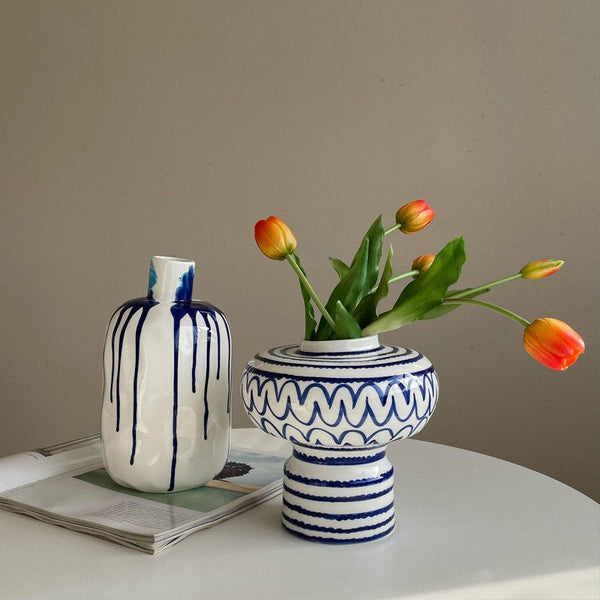 Handmade Water Holding Flower Vases, Modern Ceramic Flower Vases, Porcelain Bud Vases, Small Flower Vases on Table-artworkcanvas