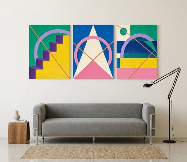 Modern Paintings for Living Room, Multi Panel Canvas Art, Large Group Paintings, Geometric Abstract Paintings-artworkcanvas