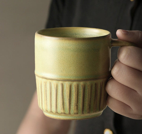 Elegant Porcelain Coffee Cups, Large Capacity Coffee Cup, Handmade Ceramic Coffee Mug, Large Pottery Coffee Cup, Large Tea Cup-artworkcanvas