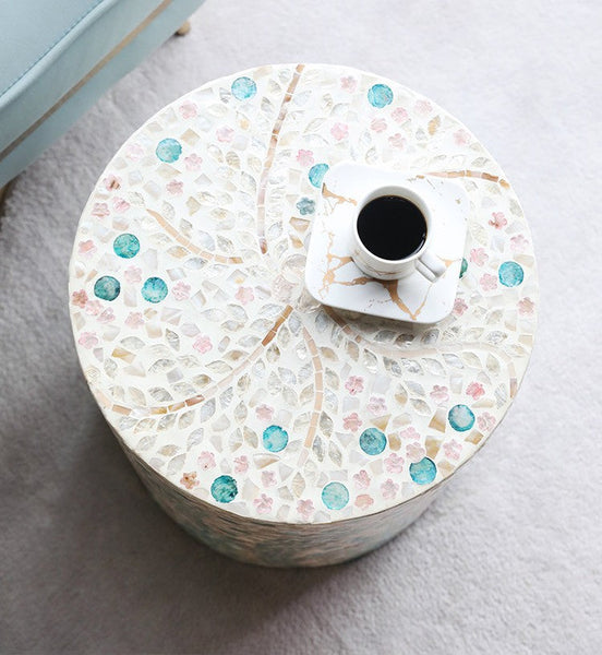 Unique Small End Table, Portable Casual Side Table, Creative Coffee Table, Contemporary Small Sofa Side Table, Shell Small Side Table-artworkcanvas