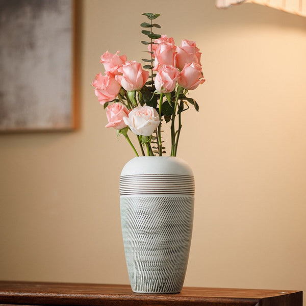 Pottery Flower Vases Urn, Modern Bouquet Flower Vases, Centerpiece on Dining Table, Large Flower Vase on Table, Handmade Water Holding Flower Vases-artworkcanvas