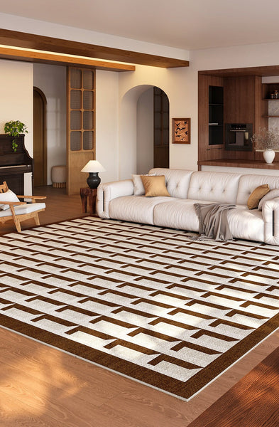 Geometric Contemporary Rugs for Living Room, Abstract Modern Carpets for Living Room, Modern Rugs for Dining Room, Mid Century Modern Rugs Next to Bed
