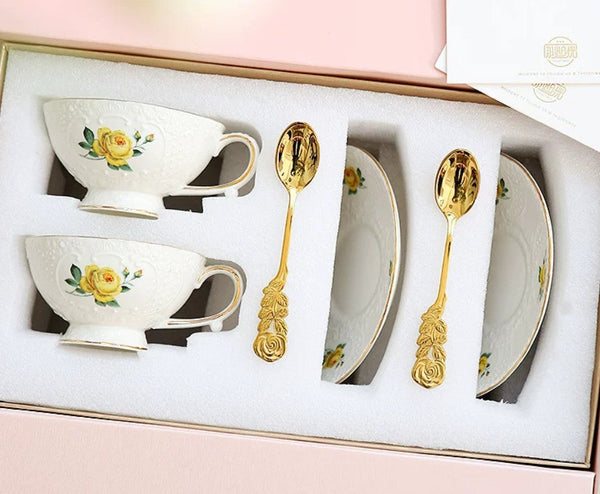 Ceramic Tea Cup with Saucer, Tea Cup Set, Vintage Tea Cup Set, Modern Ceramic Cups, European Tea Cup Set, Porcelain Tea Cups, Floral Tea Cup Set, Classic British Tea Cups, Elegant Tea Cup With Saucer-artworkcanvas