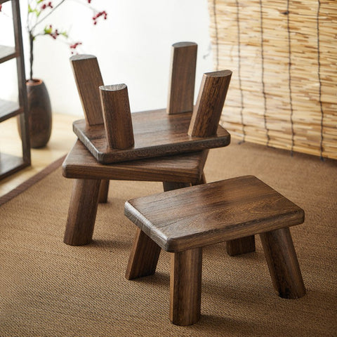 Dining Table Stool, Shoe-changing Stool, Solid Wood low Stool, Paulownia Wood Stool, Children's Wooden Stool, Sofa Stool-artworkcanvas
