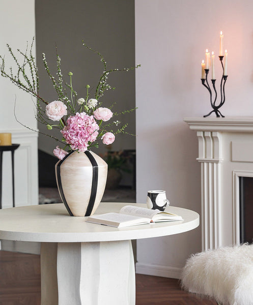 Centerpiece Ceramic Bouquet Vases, Porcelain Vases for Modern Home Decor, Large Contemporary Vases on Dining Table, Handmade Modern Flower Vase-artworkcanvas