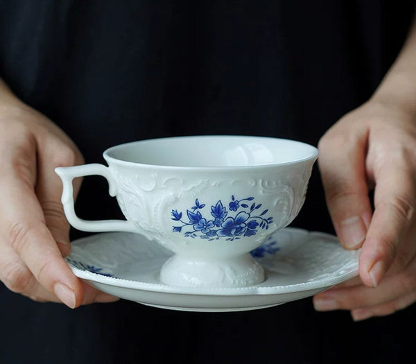 Porcelain Coffee Saucer, Traditional Ceramic Tea Cup with Saucer, Afternoon Tea Saucer Set, Coffee Gift Box Set, Vintage Tea Cup Set, Modern Ceramic Cup-artworkcanvas