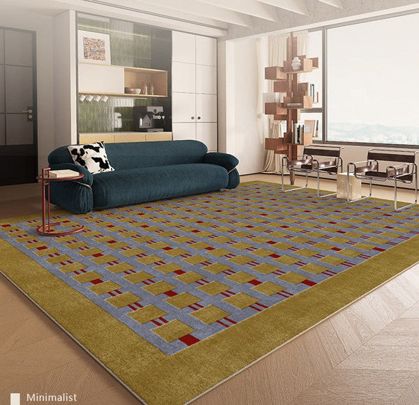 Mid Century Modern Rugs for Living Room, Vintage Area Rugs for Bedroom, Large Contemporary Area Rugs for Dining Room-artworkcanvas