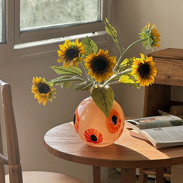 Glass Bud Vases, Handmade Vintage Glass Flower Vases, Water Holding Flower Vases, Flower Vases on Table-artworkcanvas