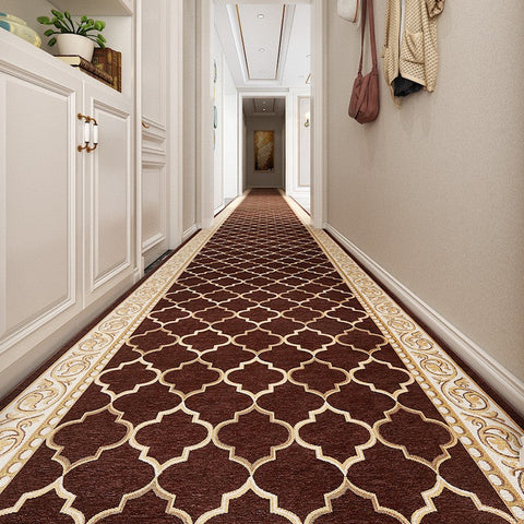 Stain-resistant Non Slip Kitchen Runner Rugs, Modern Extra Long Hallway Runners, Easy Care Entryway Brown Runner Rugs, Long Narrow Runner Rugs, Entrance Hallway Runners, Hallway Runners-artworkcanvas