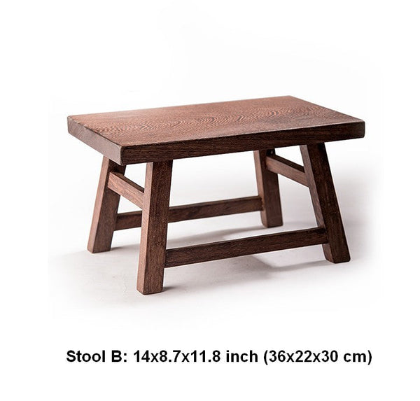 Shoe-changing Stool, Solid Wood low Stool, Wenge Wood Stool, Children's Wooden Stool, Sofa Stool, Dining Table Stool-artworkcanvas