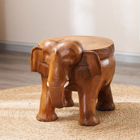 Dining Table Stool, Handmade Solid Wood low Stool, Elephant Wooden Stool, Elephant Sofa Stool, Creative Shoe-changing Stool-artworkcanvas