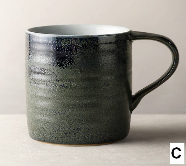 Creative Handmade Coffee Mugs, Blue Green Black Ceramic Coffee Mugs, Large Modern Handmade Pottery Coffee Cup, Large Capacity Coffee Mugs-artworkcanvas