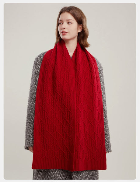 Cold Weather Scarf, Casual Scarf for Women, Fashion Designer Scarf, Red Winter Scarf, Modern Wool Scarf for Women, Soft Cashmere Scarf for Women-artworkcanvas