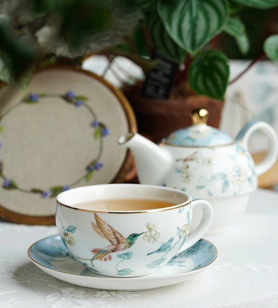 Stackable Teapot and Cup Set, Ceramic Tea Pot with Integrated Cup, Porcelain Teapot with Matching Cup and Saucer in Gift Box, Mother-and-Baby Teapot with Matching Saucer-artworkcanvas