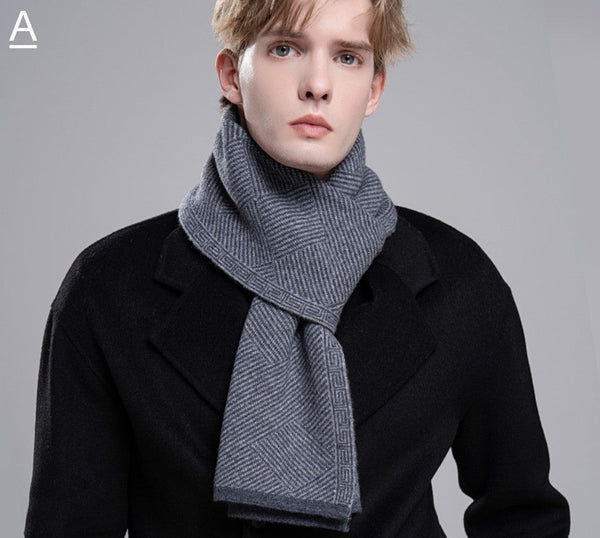 Thick Wool Scarf, Business Wool Scarf for Gentleman, Men's Winter Scarf, Formal Men Scarf Styles, Black Gray Fashion Scarf, Red Casual Scarf Men, Men's Wool Scarf Winter-artworkcanvas