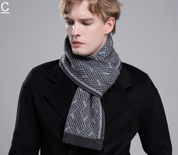 Gray Wool Scarf for Gentleman, Red Thick Wool Scarf, Business Formal Men Scarf Styles, Men's Winter Scarf, Casual Scarf Men, Men's Wool Scarf Winter, Fashion Scarf-artworkcanvas