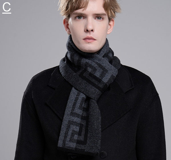 Gray Thick Wool Scarf, Black Business Formal Men Scarf Styles, Wool Scarf for Gentleman, Men's Winter Scarf, Casual Scarf Men, Men's Wool Scarf Winter, Red Fashion Scarf-artworkcanvas