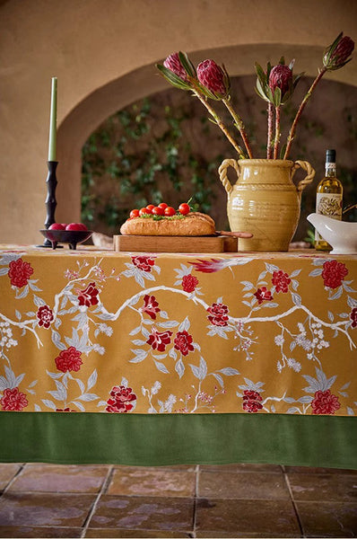Farmhouse Table Cloth, Dining Room Flower Table Cloths, Large Square Tablecloth for Round Table, Extra Large Rectangular Table Covers for Kitchen-artworkcanvas