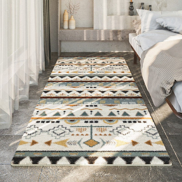 Simple Geometric Runner Rugs for Hallway, Contemporary Runner Rugs Next to Bed, Modern Runner Rugs for Entryway, Modern Rugs for Dining Room-artworkcanvas