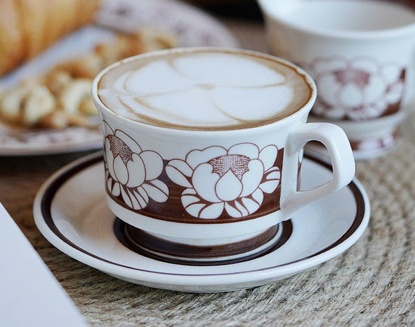 Elegant Ceramic Coffee Cups, Flower Porcelain Tea Cup Saucer Set, Beautiful British Tea Cups, Traditional English Tea Cup and Saucer-artworkcanvas