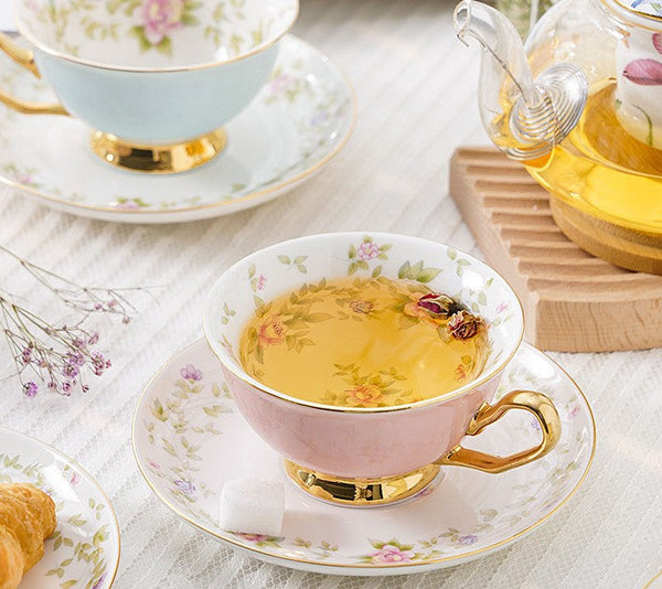 Elegant Ceramic Coffee Cups, Beautiful British Tea Cups, Unique Afternoon Tea Cups and Saucers in Gift Box, Royal Bone China Porcelain Tea Cup Set-artworkcanvas